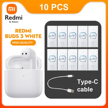 10 Kom. Xiaomi Redmi Buds 3 Bijele TWS Bežične Bluetooth Slušalice Modni Glazbene Slušalice za Teretane, Torbica za Punjenje, Prodaja na Veliko