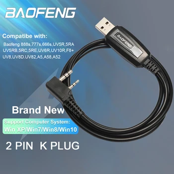 Двухконтактный USB kabel za programiranje voki toki za Kenwood TYT Baofeng UV-5R UV-82 888S F8 TK3107 2207 2307 Za sustav Win XP/7 /8