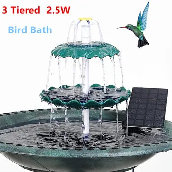 AISITIN 3-tier kadu za ptice s solarna pumpa 2,5 W, solarne fontana 