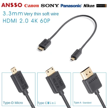 DragonWhite Ansso HDMI 2,0 4K 60P 18 Gbit/S HDR Mini Mikro HDMI DJI Eagle Eye RSC2 3,3 mm je Vrlo tanka Fleksibilna žica 20 cm 40 cm