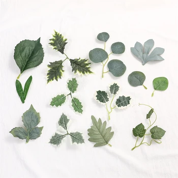10 Kom. Zelene Umjetno Lišće Cvijeća Za Vjenčanje Home Dekor Lišće DIY Scrapbooking Zanat Lažni Eukaliptus Zelje Središnje