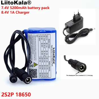 LiitoKala Protect 7,4 U 5200 mah 8,4 U 18650 Li-ion baterija biciklističke svjetla Glavu fenjer posebna baterija DC 5,5*2,1 mm + punjač 1A