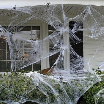 Halloween Strašna College Scena Rekvizite Bijela Elastična Spider Web Spider Web Horor Noć Vještica Ukras Za Bar Kuća Duhova