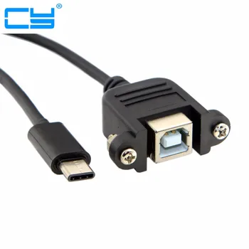 USB-C, USB 3.1 Tip C Priključak Standardni USB 2.0 Tip B Ženski Kabel Za Prijenos Podataka s Vijka za Učvršćivanje Na Kućište Tableta i mobilnog telefona 20 cm 0,2 m