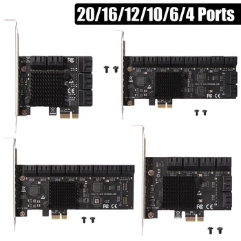 SATA PCI-E Adapter 20/16/12/10/6/4 Priključnica PCI Express X1 SATA 3,0 6 Gb/s high-speed Naknada za Proširenje Pretvarač Modul Riser
