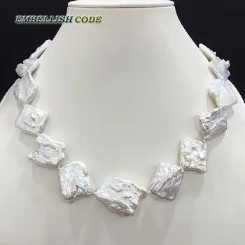 novi izgled velike veličine кеши Nepravilnog oblika dijamant sjaj bijele boje bisera prirodni slatkovodni Kultiviranih bisera ogrlice nakit