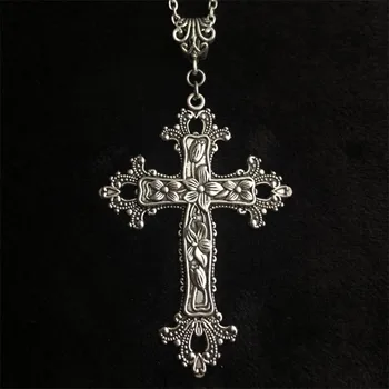 Ručni Rad je Veliki Viktorijanskih Križ Ogrlica 18-inčni Lanac Stare Vjerske Gotički Isus Krist Vjera Dame Poklon Nakit