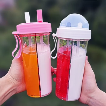 Šalica dvostruke namjene Dječje dual Slama čaša za vodu Slatka Kreativno Udoban dvostruki čaša za piće