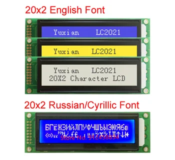 20x2 2002 LCD Zaslon Modul engleski ili ruski font 3.3 v ili 5 116*37 mm HD44780