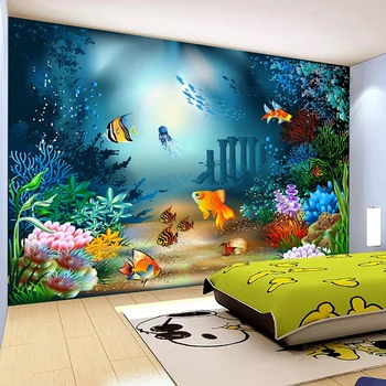 Običaj 3D Zidne Tapete Podvodni Svijet Morske Ribe Alge Slika Pozadina je Pozadina Za Dječje Sobe Dekor Spavaće sobe Zidno Slikarstvo