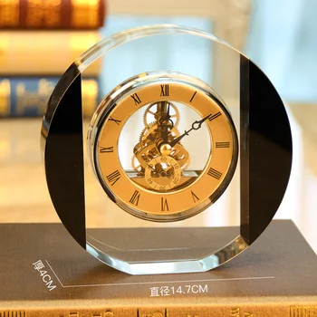 Klasični ukrasne stolne satove od prozirnog stakla kristalne Zlatna replika satova gear art clock