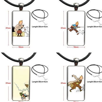 Inspirativna Smiješno Tintin i Snowball Za Žene, Dječja Modni Ogrlica Ručni Rad, Ogrlice Pravokutnog Oblika, Ogrlice, Nakit, Multi