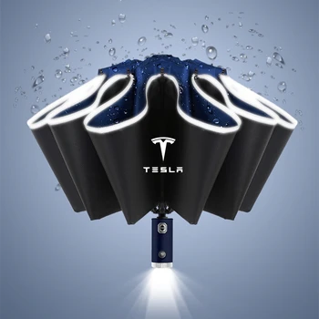 Automatski Kišobran S Led Svjetiljku Sa Reflektirajuća Traka Za Suncobran Za Vožnju Unazad Za Tesla Model 3 Model X Model S Model Y