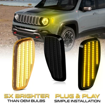 2 komada Amber Full LED Prednji Branik, Bočne Dimenzionalni Svjetlo Pokazivač Smjera Auto Мигалка Za Jeep Renegade BU 2014-2021Canbus 68256049AA