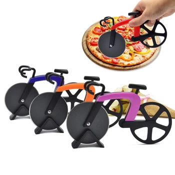 Rezač Za Pizzu Od Nehrđajućeg Čelika Biciklistička Oblik Kotača Bicikla Valjak Helikopter Pizza Слайсер Nož Za Rezanje Pizze Kuhinjski Alat Za Pizzu