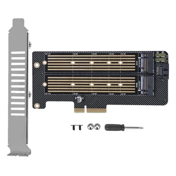 Dual M. 2 PCIe Adapter M2 SSD NVME M Ključ na bazi SATA B Ključ za PCI-e 3,0x4 Kontroler Converter Podržava kartice 2280 2260 2242 2230