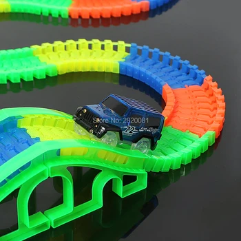 DIY fleksibilne svjetlosne krivulje trkaćih staza s led pozadinskim osvjetljenjem, e-mail automobil, Roller coaster 80/120 kom. blokova dio igračke za rasute terete
