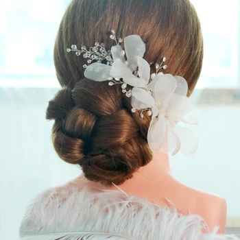 bijele cvjetne ukosnice od perli za mladenku, моделирующие bež cvjetne ukosnice za kosu, vjenčanje pribor za kosu