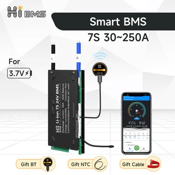 HIBMS Smart bms 7 S 24 v Litij-ionska 30A 40A 60A 80A 100A 120A 150A 200A 250A Bluetooth 18650 Baterija Sa Stanjem Inverter