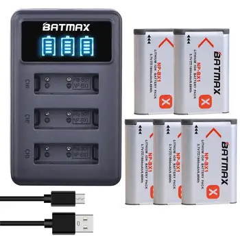 Batmax 1860 mah NP-BX1 np bx1 Baterije + Led 3 Utor za Punjač za Sony ZV-1 DSC-RX100 WX500 HX300 WX350 AS30V AS300 M3 M2 M6 M7 HX60