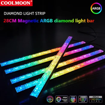 COOLMOON ARGB Trake Led Svjetla 5 U 3Pin Mali 4Pin Diamond Magnetski Šarene Atmosfera DIY Lampa Bar za PC Kućište Računala Šasije