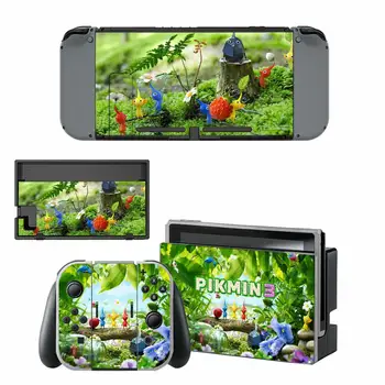 Vinil Folije za ekran Pikmin 3 Zaštitne Naljepnice za Konzolu Nintendo Switch NS + Kontroler Joy-con + Stalak Držač Kože