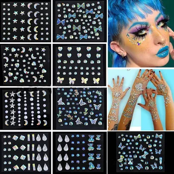 1 List Lice Dragulji 3D Crystal Samoljepljive vještački dijamant Nakit Naljepnice Festival Neobične Večernji Sjaj Tijela Naljepnica DIY Tetoviranje Lica
