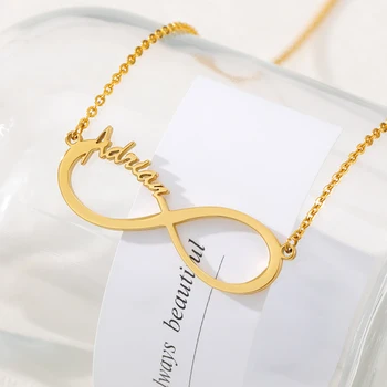 Prilagođene korisničke beskonačno ogrlica od nehrđajućeg čelika ime ogrlica glamurozna žena nakit od nehrđajućeg čelika Rođendan gif