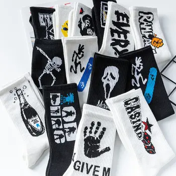 Košarkaška Muške čarape, Pamučne ženske Sportske Čarape u stilu hip-hop, Kvalitetne čarape sa znakom Harajuku, Strme Zabavne Muške i ženske čarape