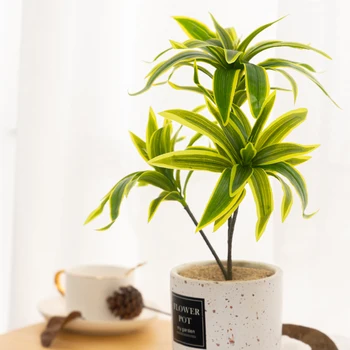 36 cm Tropske Umjetne Biljke Bonsai Pravi Dodir Lišće Magnolije Zelene Biljke Grane Lažne Plastične Lišće Stabla Za uređenje Doma