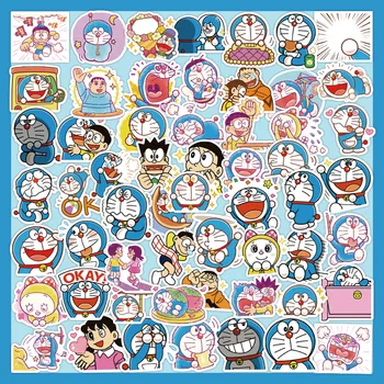 60 kom. Anime Naljepnice Doraemon, Crtani Ukras, Naljepnica na Skateboard, Slatka Naljepnice, Igračke za Djevojčice, Koža Laptop