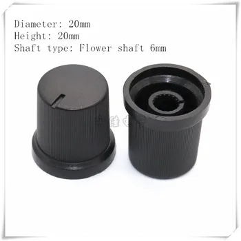 10 Kom 20 mm * 20 mm, crna uzorak plastični držač poklopac potenciometra ručka enkoderom pogodan za cvjetne osovine 6 mm