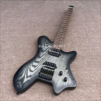 Novi 6-струнная električna gitara bez glave, prijenosni prometna gitara, jasena, prozirna crna žica od nehrđajućeg čelika, za poštanske troškove.