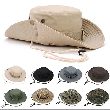 Moda vojna kamuflaža kantu kape džungla kamuflaža Ribar šešir sa širokim poljima Sunce kantu šešir Ribolov kampiranje kapa-pamuk kapa