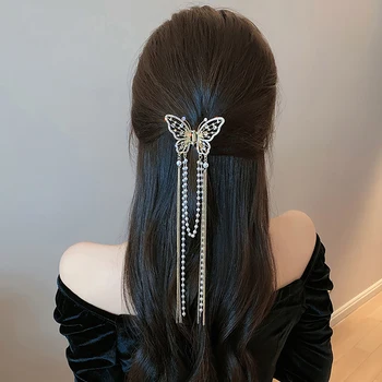 Moda metalne delikatna Crystal kose Pandža bobby pin-leptir za djevojke elegantan kićanka biseri rep konja Pandža kopču za kosu pribor